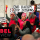 Image of Code Pink protesters at Russell Senate Office Building on January 10, 2017 before the start of Sessions hearing. Image via Getty.
